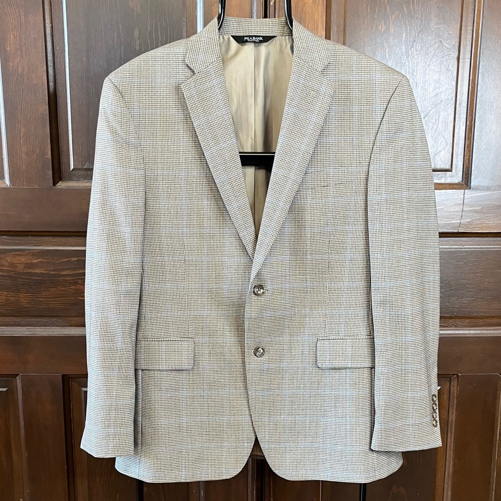 Jos A Bank Men's 39R Wool Blazer Jacket Houndstooth Windowpane Check Traditional